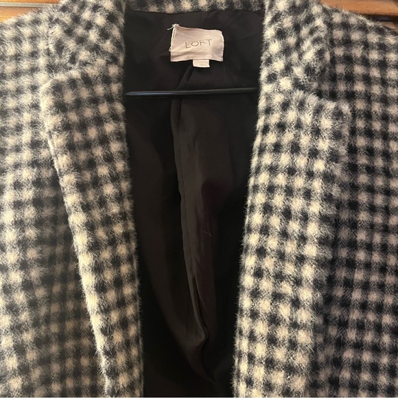 Loft Houndstooth Long Wool Blend Coat - Black & White - Picture 5 of 10